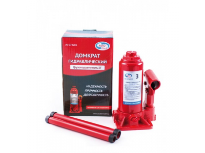 Домкрат гидравлический 3 т бутылочный, в коробке, красный