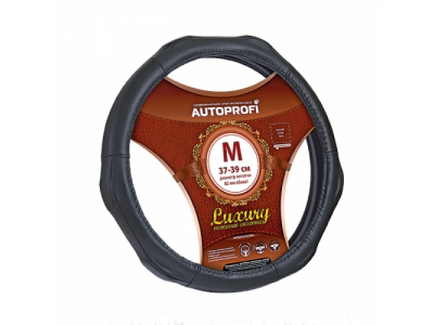 Оплётка руля "Luxury" кожа, 3 рельефные вставки (черный) (L) от Autoprofi Оплётка руля "Luxury" кожа, 3 рельефные вставки (черный) (L)