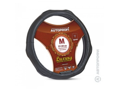 Оплётка руля "Luxury" кожа, 3 рельефные вставки (черный) (М) от Autoprofi Оплётка руля "Luxury" кожа, 3 рельефные вставки (черный) (М)