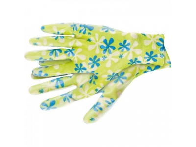 Перчатки садовые из полиэстера с нитриловым обливом, зеленые, L //PALISAD