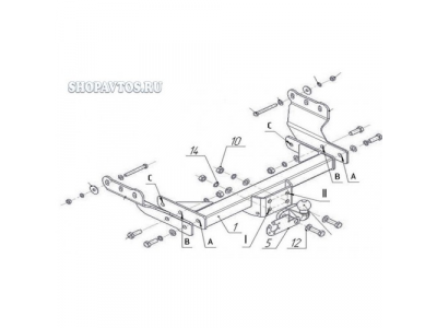 Фаркоп на Ford Transit минивэн/фургон 2000г.-по н.в.