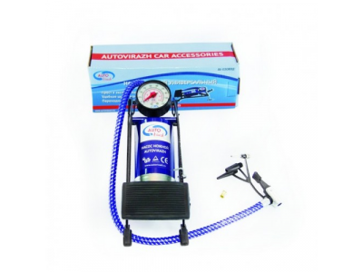 Насос ножной с одним цилиндром с манометром от AUTOVIRAZH Насос ножной с одним цилиндром с манометром