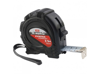 Рулетка Black, 7,5 м х 25 мм, обрезиненный корпус// MATRIX от MATRIX Рулетка Black, 7,5 м х 25 мм, обрезиненный корпус// MATRIX
