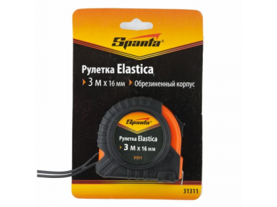 Рулетка Elastica, 3 м х 16 мм, обрезиненный корпус// SPARTA