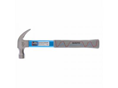 Молоток-гвоздодер,450г,фибергласовая обрезиненная рукоятка,алюминиевая защита//БАРС