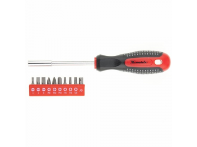 Отвертка с набором бит,11шт, Fusion , CrV, 3-х компонентная рукоятка от MATRIX Отвертка с набором бит,11шт, Fusion , CrV, 3-х компонентная рукоятка