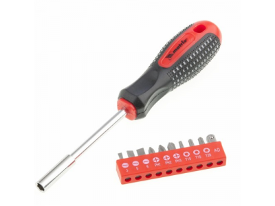 Отвертка с набором бит,11шт, Fusion , CrV, 3-х компонентная рукоятка от MATRIX Отвертка с набором бит,11шт, Fusion , CrV, 3-х компонентная рукоятка