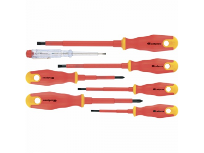 Набор отверток диэлектрических до 1000В, тестер, CrV,, двухкомпонентные рукоятки (7шт.)//Сибртех