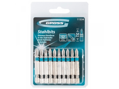 Набор бит PH1х50, сталь S2, 10шт //GROSS от GROSS Набор бит PH1х50, сталь S2, 10шт //GROSS
