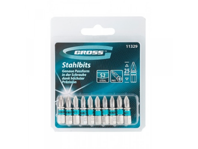 Набор бит PH1х25, сталь S2, 10шт //GROSS от GROSS Набор бит PH1х25, сталь S2, 10шт //GROSS