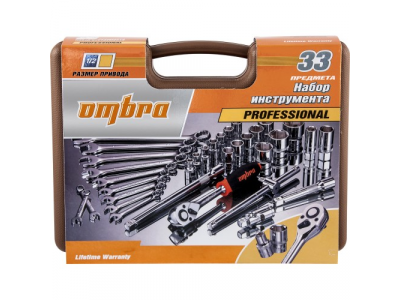 Универсальный набор инструмента 1/2" DR, 33 предмета, Ombra OMT33S