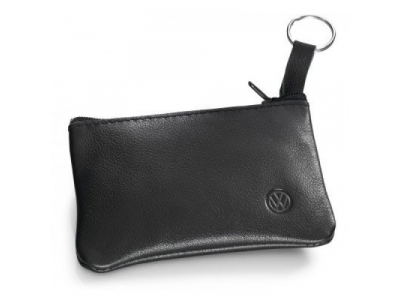 Кожаная ключница Volkswagen Leather Key Pouch, Black, артикул 000087402A
