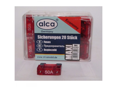 Предохранитель флажковый макси 50A в пластиковой коробке (20 шт) от ALCA Предохранитель флажковый макси 50A в пластиковой коробке (20 шт)