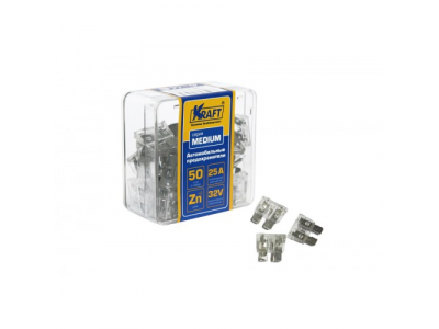 Набор предохранителей 25А (MEDIUM 50шт) пласт.кор. от KRAFT Набор предохранителей 25А (MEDIUM 50шт) пласт.кор.