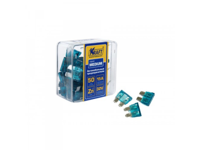Набор предохранителей 15А (MEDIUM 50шт) пласт.кор. от KRAFT Набор предохранителей 15А (MEDIUM 50шт) пласт.кор.